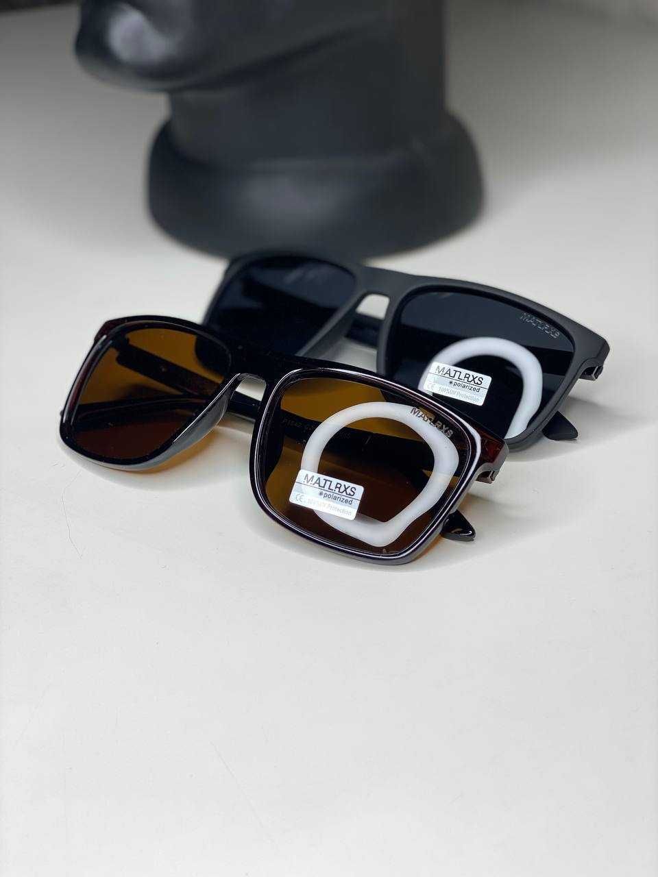 Чоловічі сонцезахисні окуляри MATRIX Polarized квадратні чорні Поляриз
