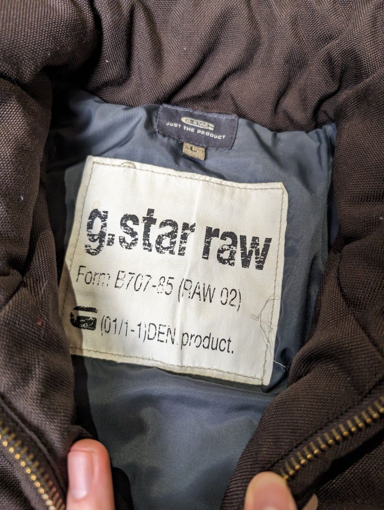 Brązowa kurtka puchowa puffer g star raw denim