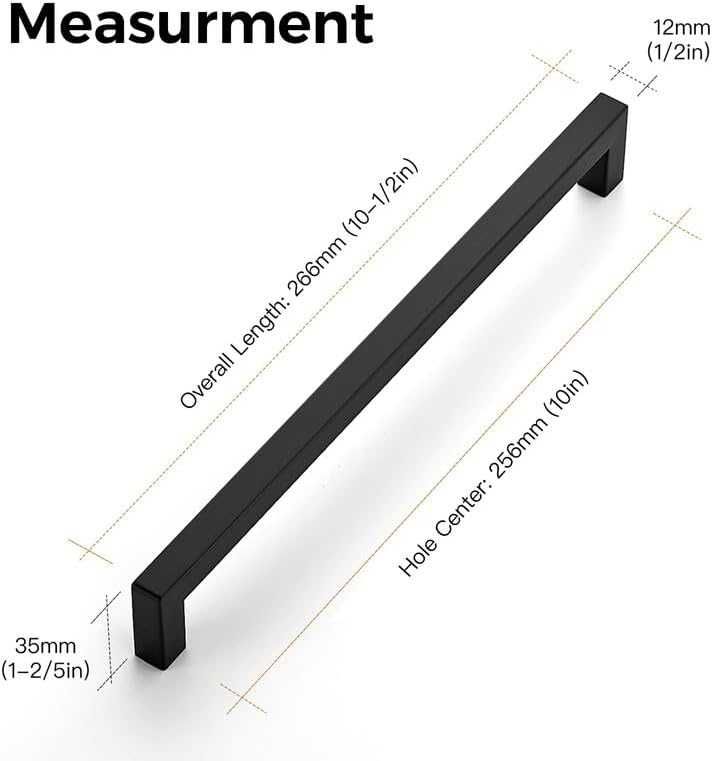Uchwyty do szafek matowe czarne do szuflad loft 25szt 256/266mm [2390]