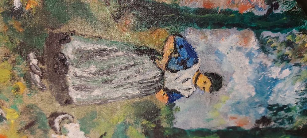 Stary obrazek Ręcznie malowany w drewniane ramce