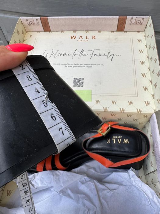 Nowe sandały damskie na obcasie WALK LONDON czarne pomarańczowe 40