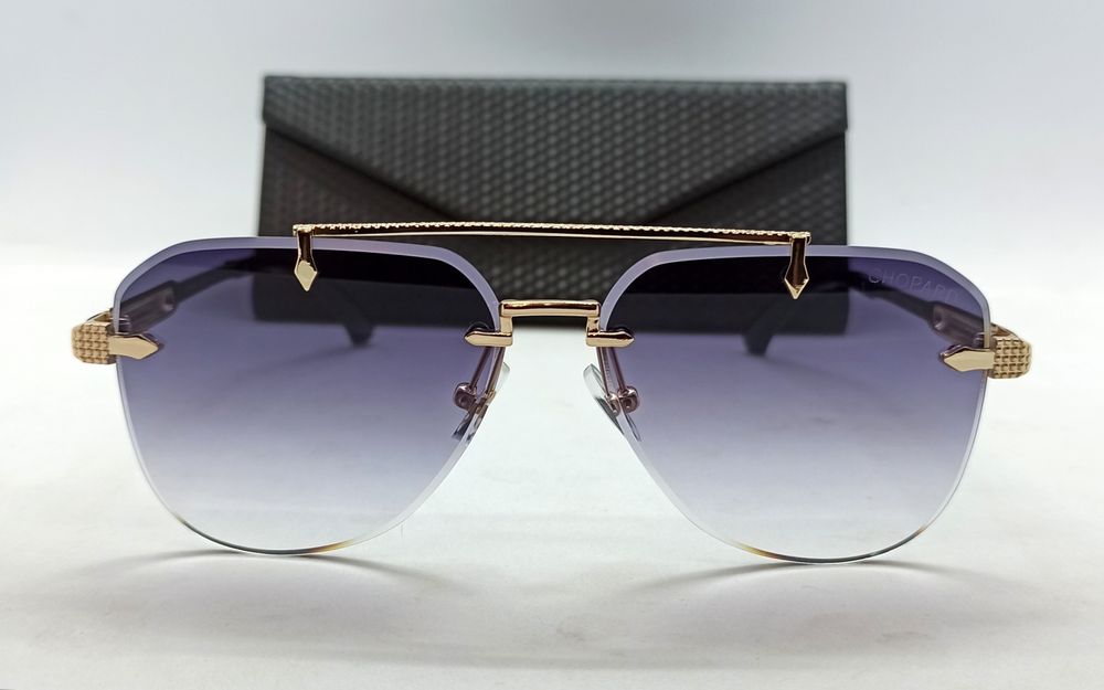 Chopard очки капли унисекс серо фиолетовый градиент в золотом металле