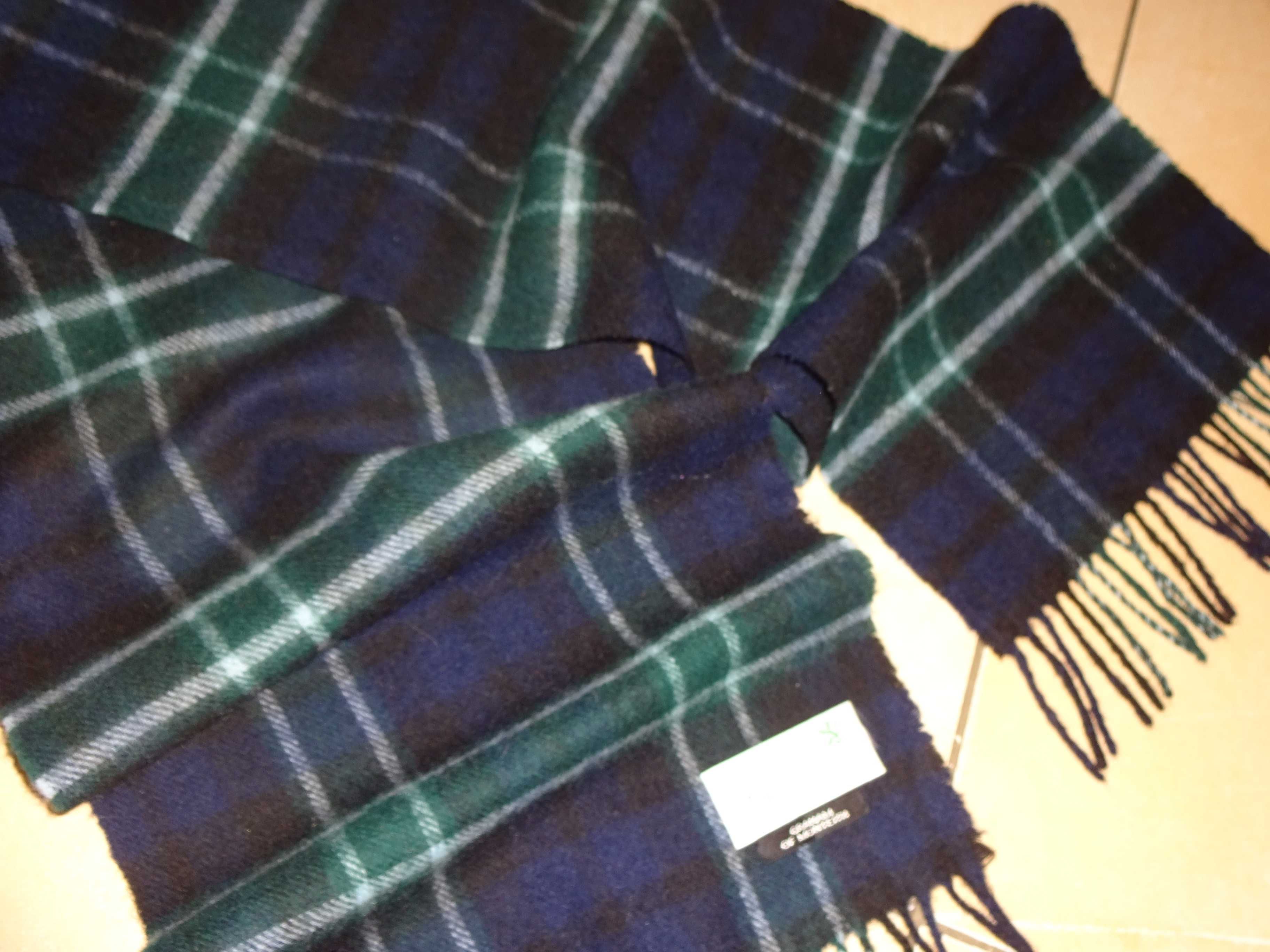 Johnstons of ELGIN Lambswool 100% Wool TARTAN wełniany szalik LUX