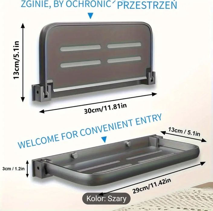 Półka aluminiowa składana łazienka kamper