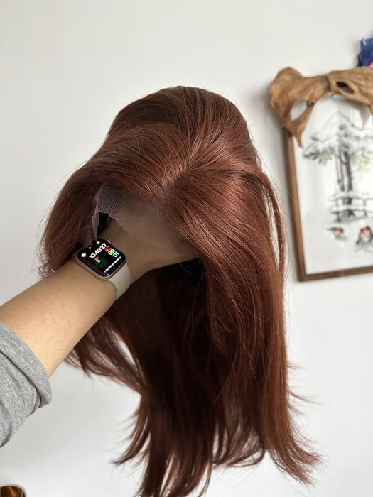 Kasztanowa brazowa peruka wlosy naturalne ludzkie