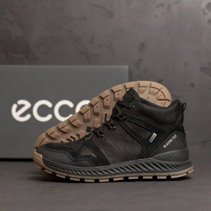 Зимові кросівки чоловічі на хутрі шкіряні ECCO GTX 40-45р Khaki Black