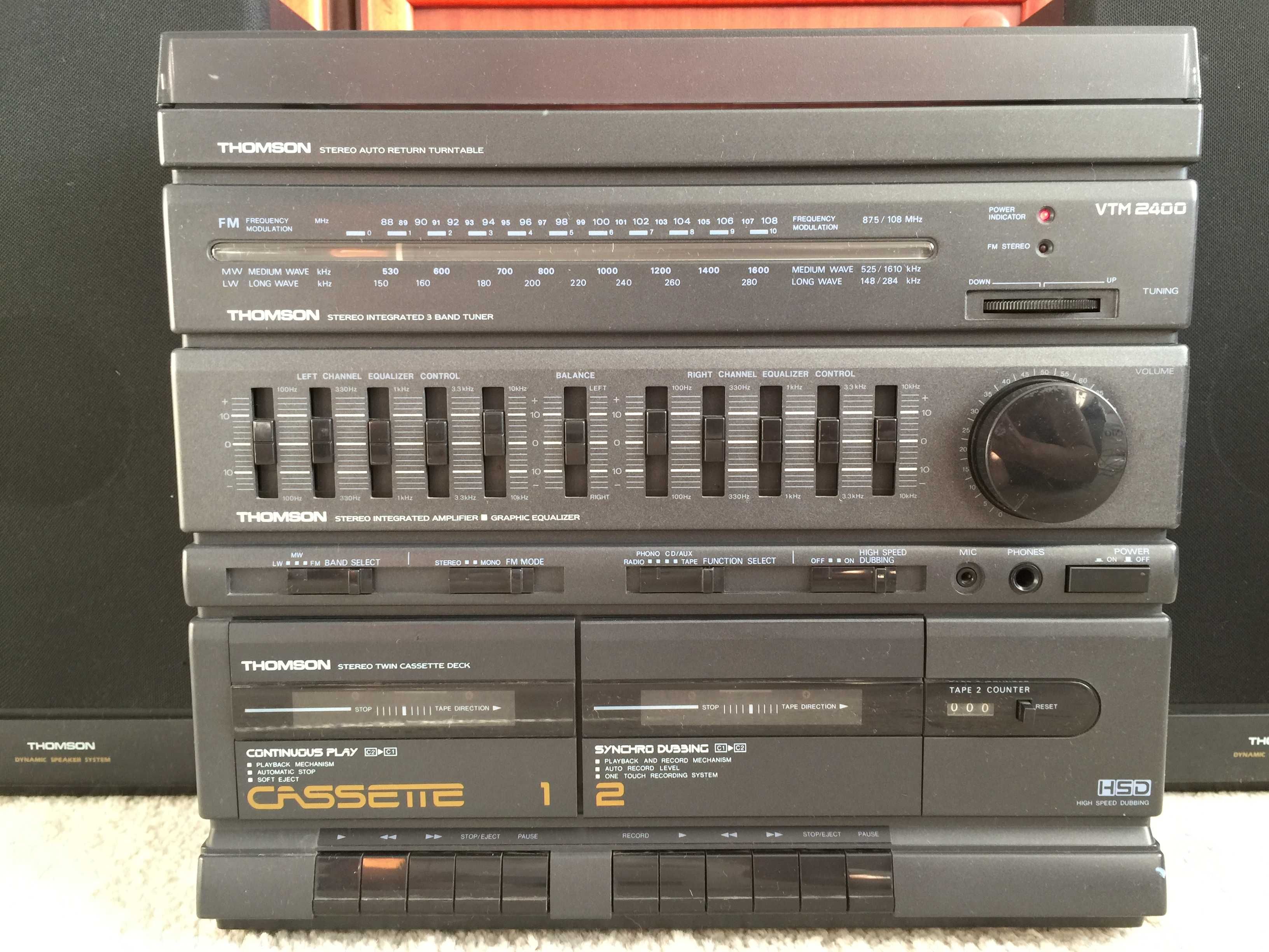 Wieża THOMSON VTM 2400 HI-FI Kolumny Gramofon Lata 90-te