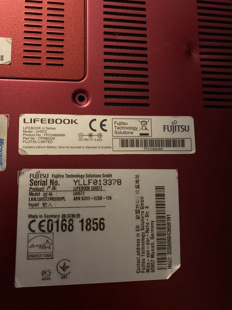 Palmrest Fujitsu Lifebook UH572