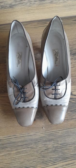 Skórzane oryginale włoskie buty vintage r 39 40