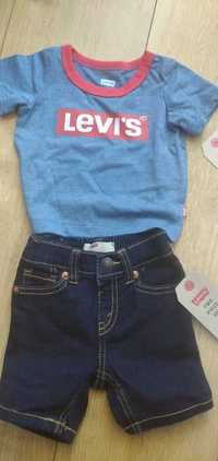 Komplecik LEVIS dla chłopca ( 3 miesiące ) Jeansy + Koszulka 62 NOWY