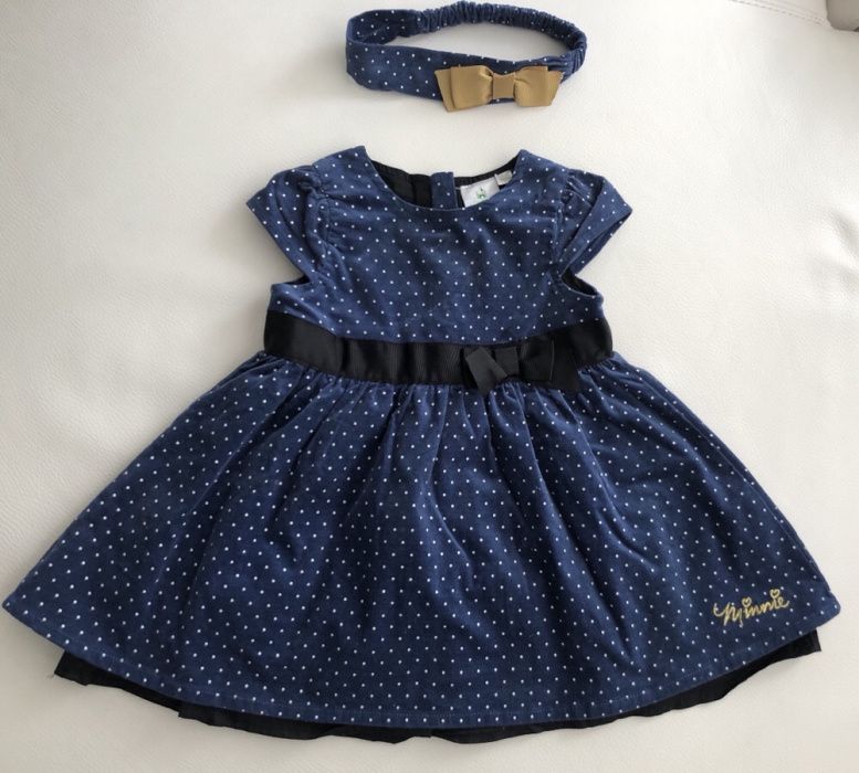 Śliczna sukienka DISNEY MINNIE 74 opaska w komplecie