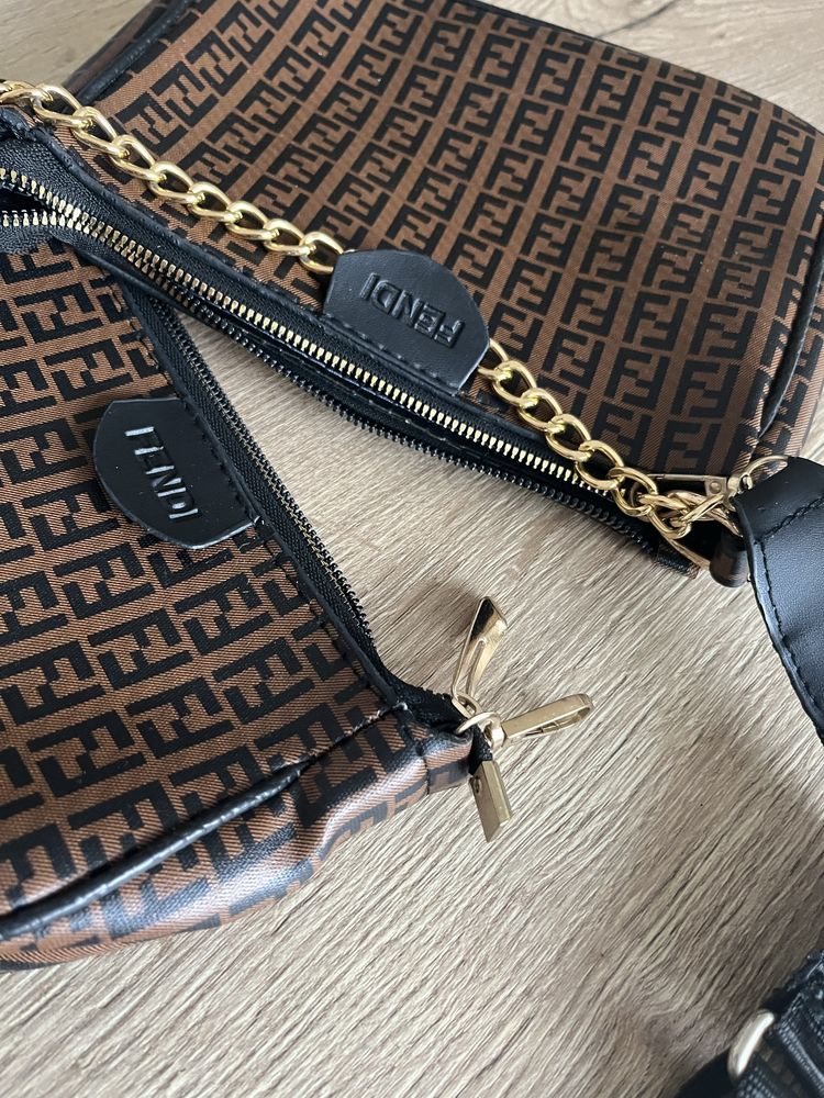 Fendi damska torebka na ramię zestaw dwóch torebek