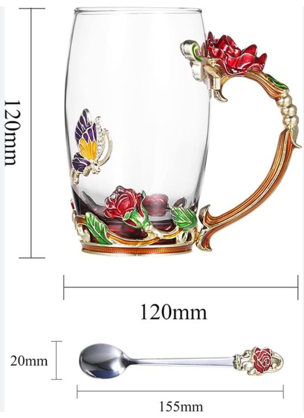 Скляна чашка з емалью 350мл