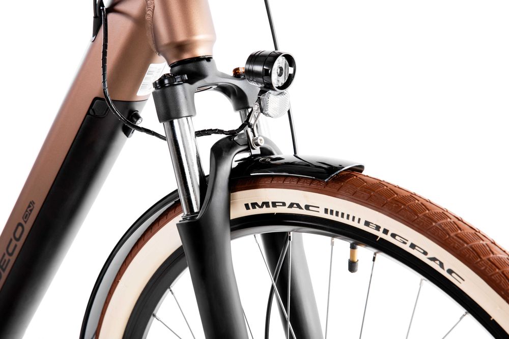 Rower elektryczny Romet Proeco 1.0 Wave + kosz 504 Wh brązowy/beżowy