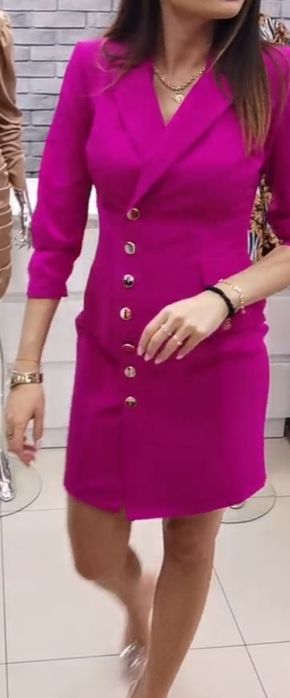 Nowa marynarkowa świeta sukienka fuksja