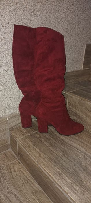 Kozaki zamszowe bordowe 37