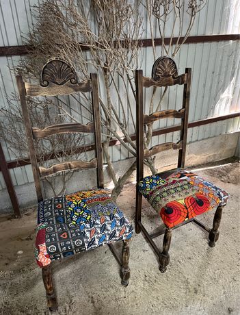 Cadeira Vintage forrada a capulanas