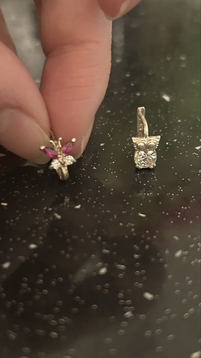 Kolczyk srebrny sowa i motylek