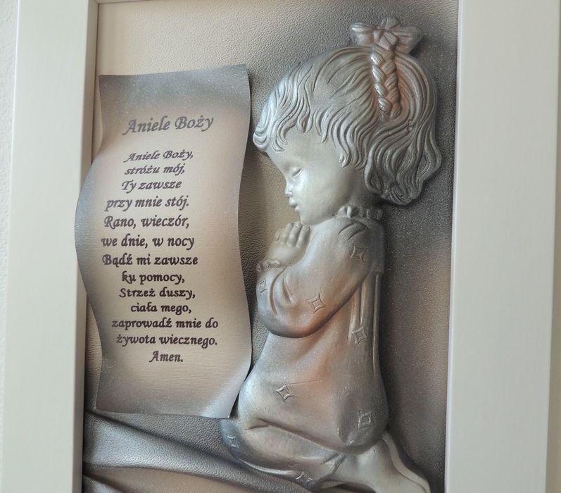 Nowoczesny obraz na pamiątkę chrztu, komunii dla dziewczynki - a2-d7