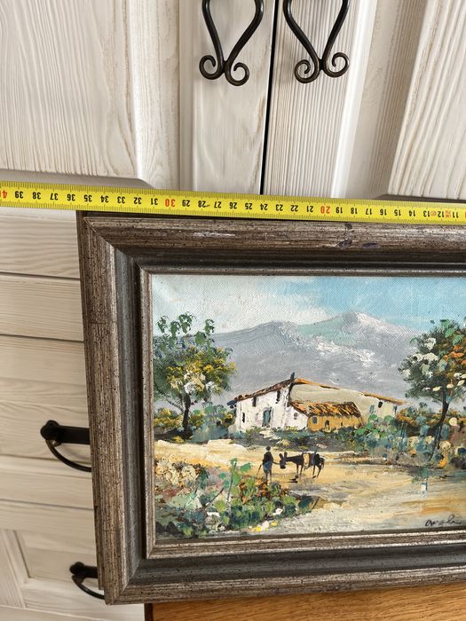 Obraz malarstwo pejzaż wiejski olej na płótnie