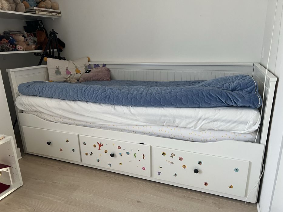 IKEA HEMNES Łóżko rozkładane 2 materace BIAŁE sofa