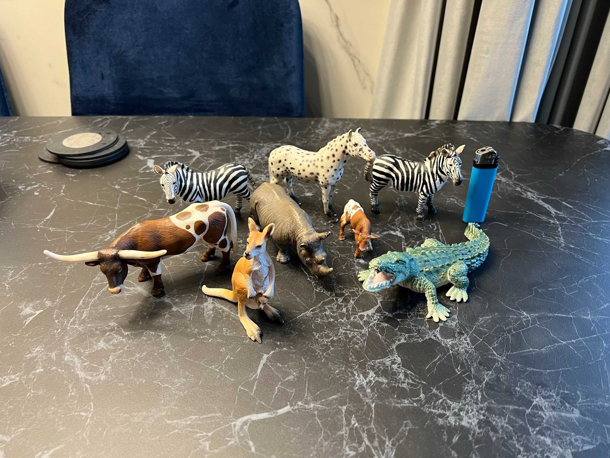 Zestaw 8 Figurek Schleich zwierzęta: Zebra, krokodyl, kangur, koń itd