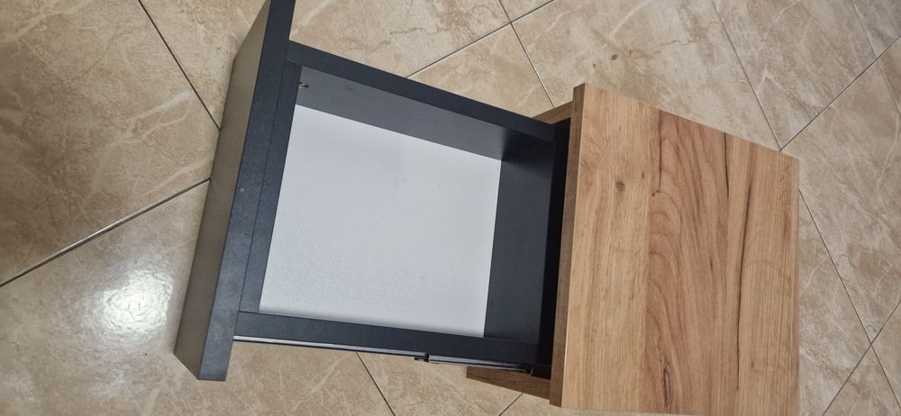 Szuflada, konsola/toaletka wisząca dąb craft, czarny mat, 2 sztuki