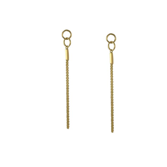 Czarujące złote kolczyki wiszące próby 585 na sztyft z łańcuszkami