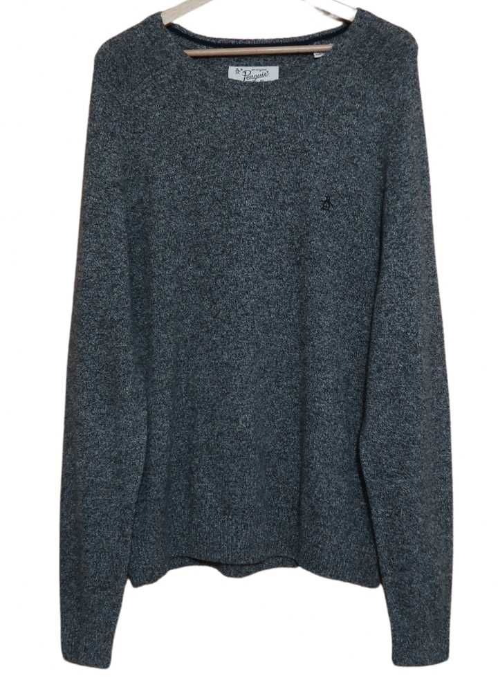 Penguin szary sweter męski wełna jagnięca Rozmiar XL 100% lambswool