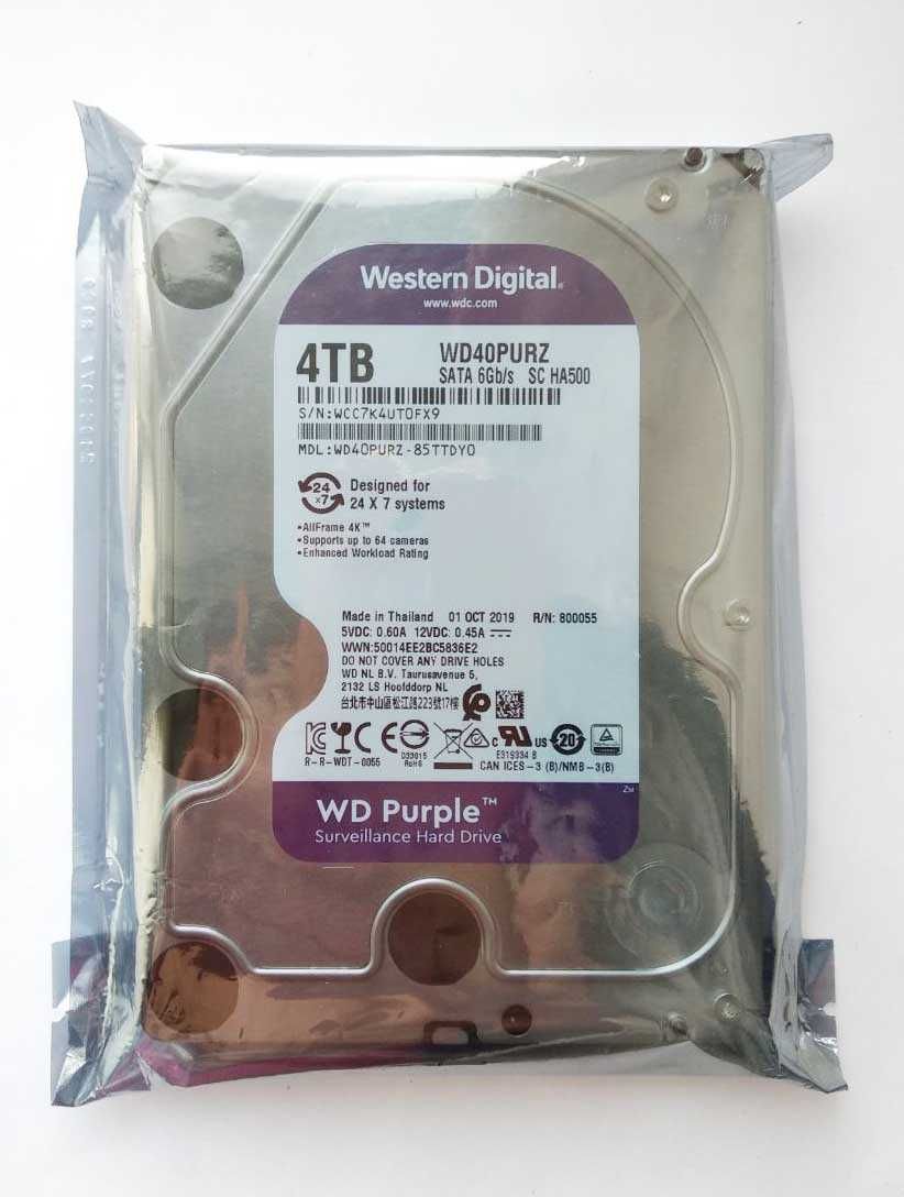 WD Purple 4TB (Новый, в упакoвке) для видеонаблюдения