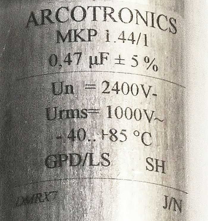 Kondensator wys napięcia ARCOTRONICS KEMET MKP 1.44-1; 0.47 uF; 2400 V