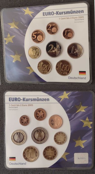 Германия набор евро монет 2002, 2003, 2003, 2004, 2005, 2006, 2009