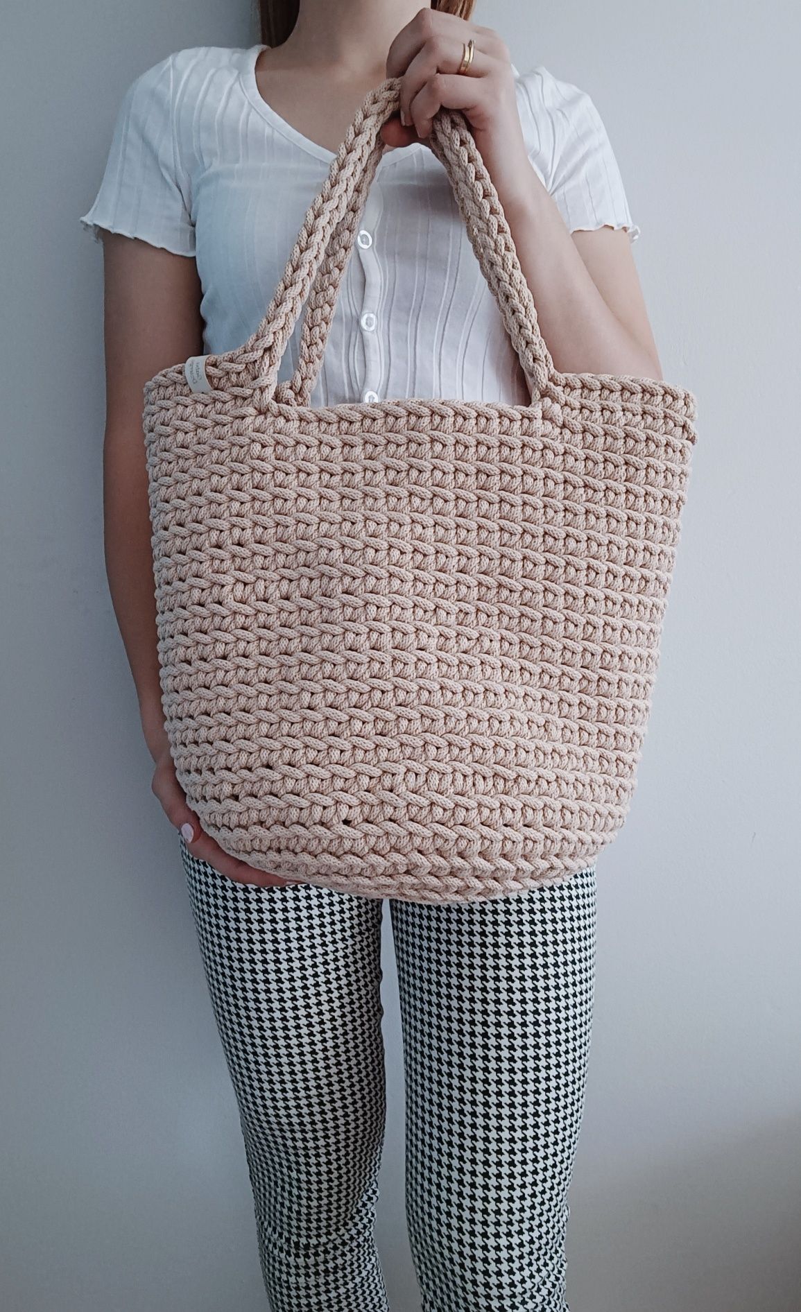 Torebka ze sznurka bawełnianego handmade