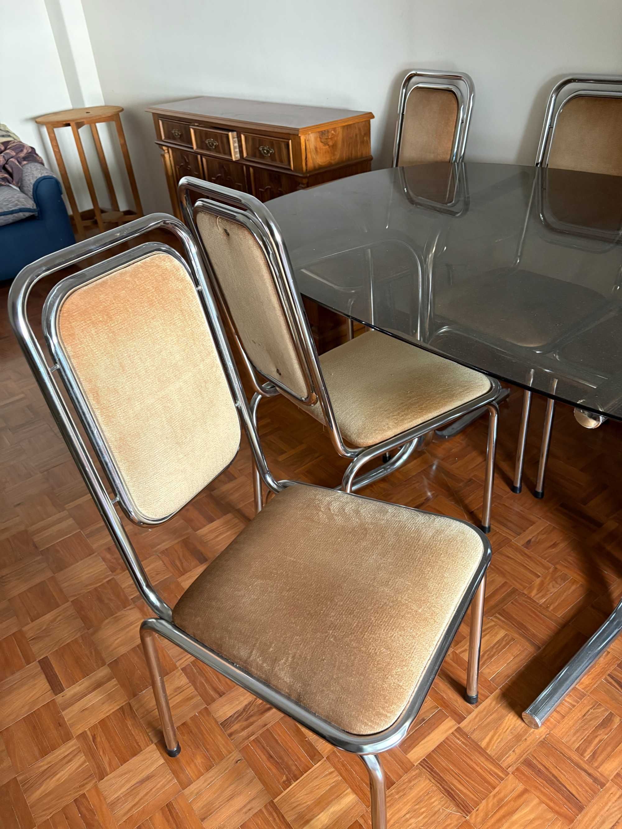 Conjunto Mesa Jantar Vidro + 6 cadeiras