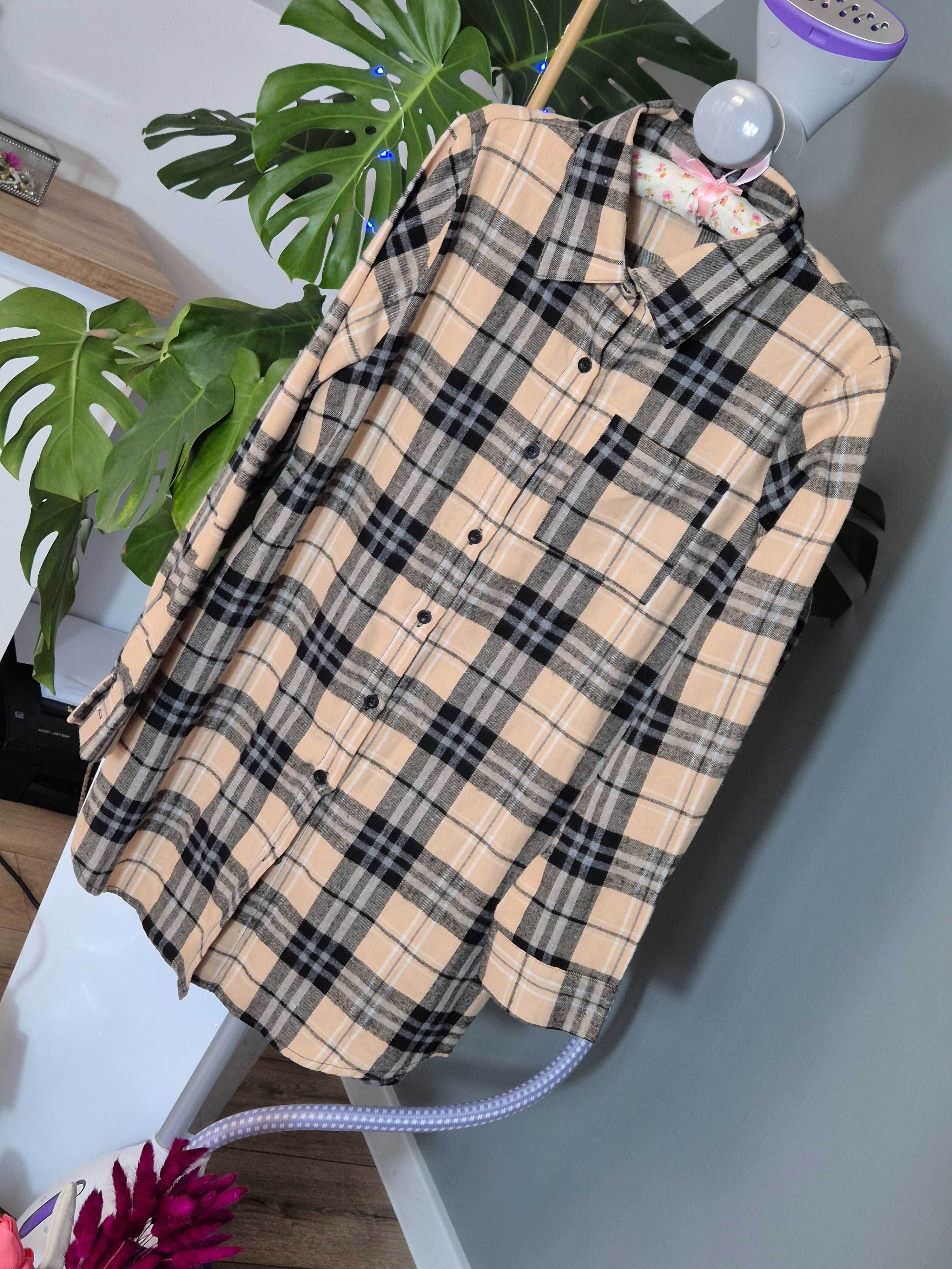 Długa koszula damska w krate Zara XL 42 oversize plus size sukienka