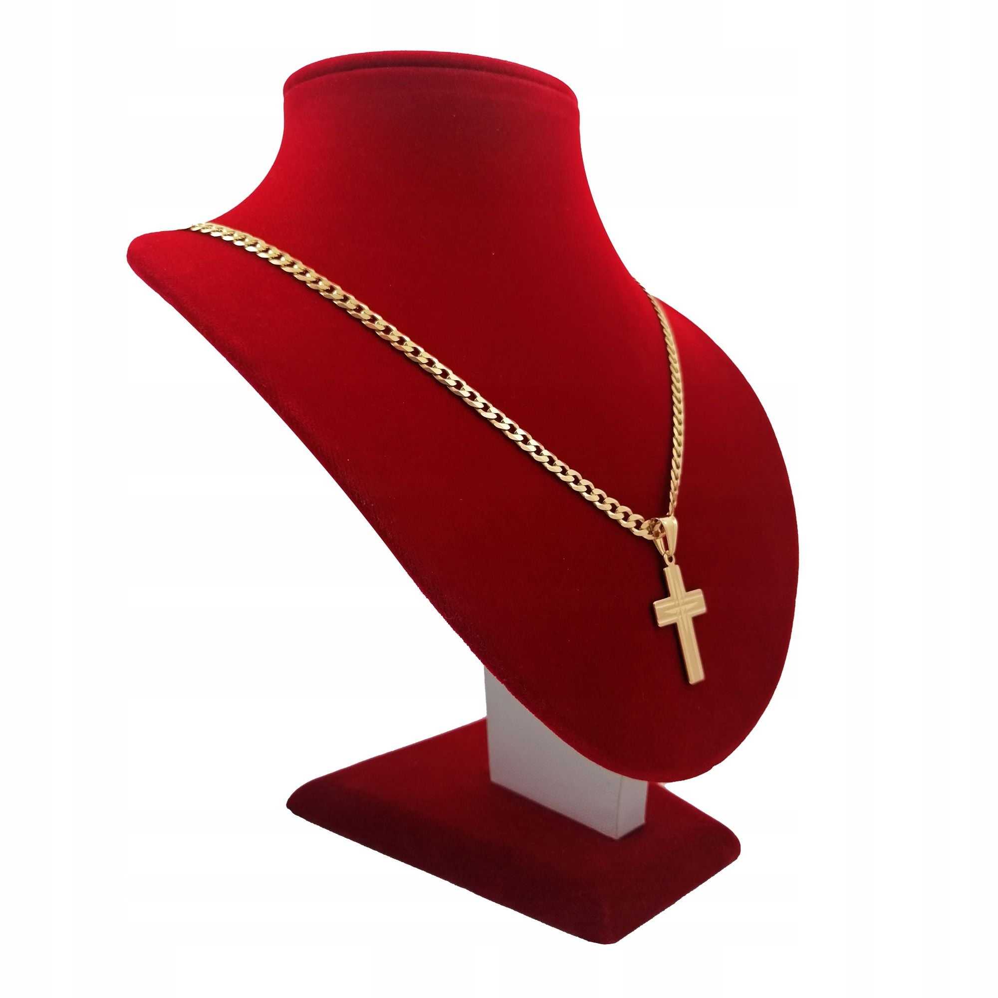 Elegancki Złoty Łańcuszek Męski Z Krzyżykiem Srebro 925 + Złoto 585 Pr