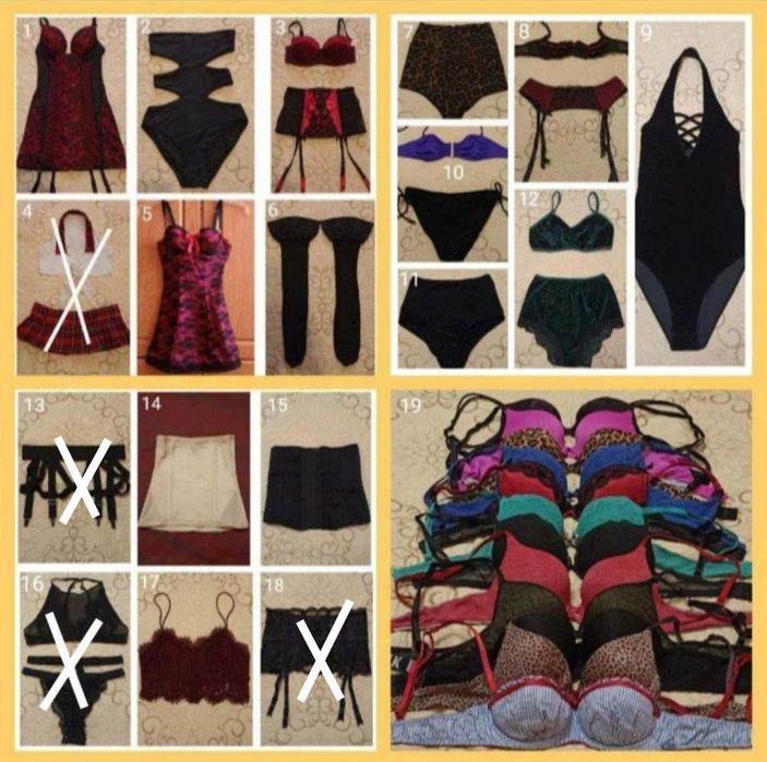 Пенюар,пояс з підвязками,бюстгалтер,панчохи,купальник,комплект білизни