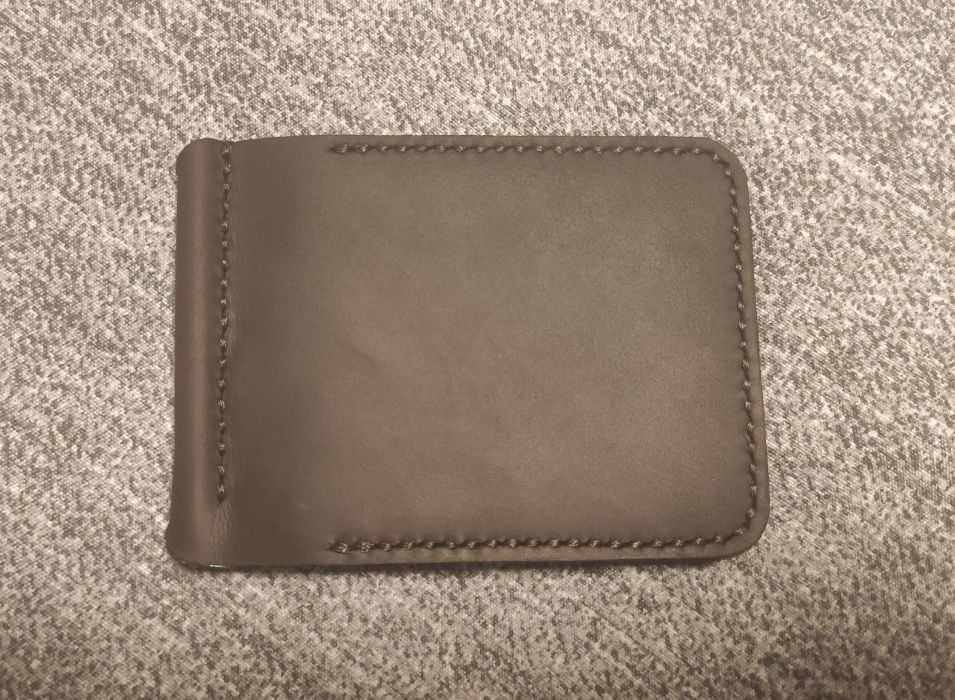 Зажим для денег с монетницей, натуральная кожа