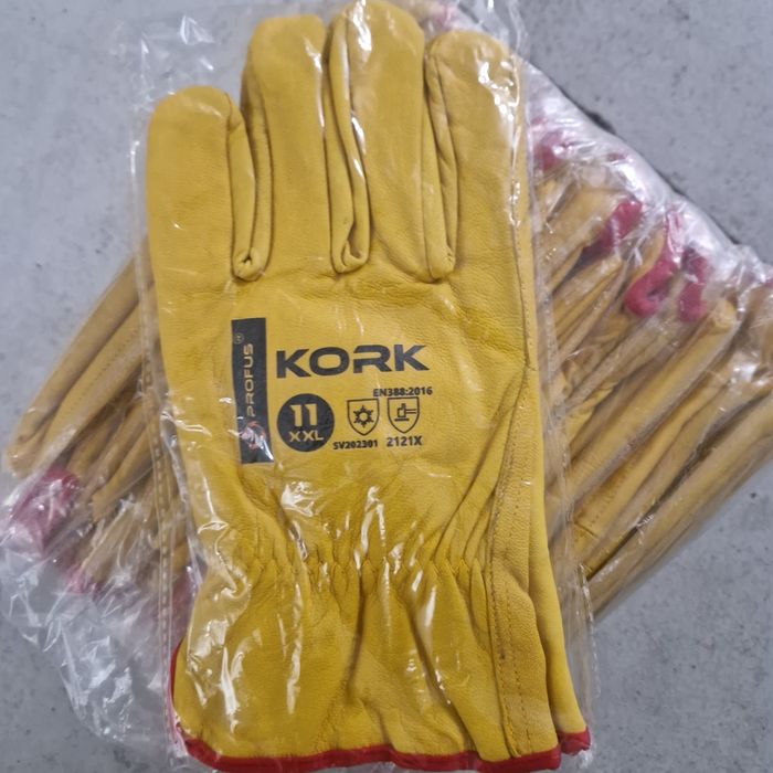 Rekawice robocze mocne skórzane ocieplane  Kork rpz 11