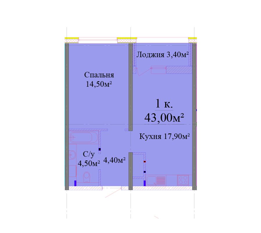 Однокомнатная квартира ЖК Альтаир
