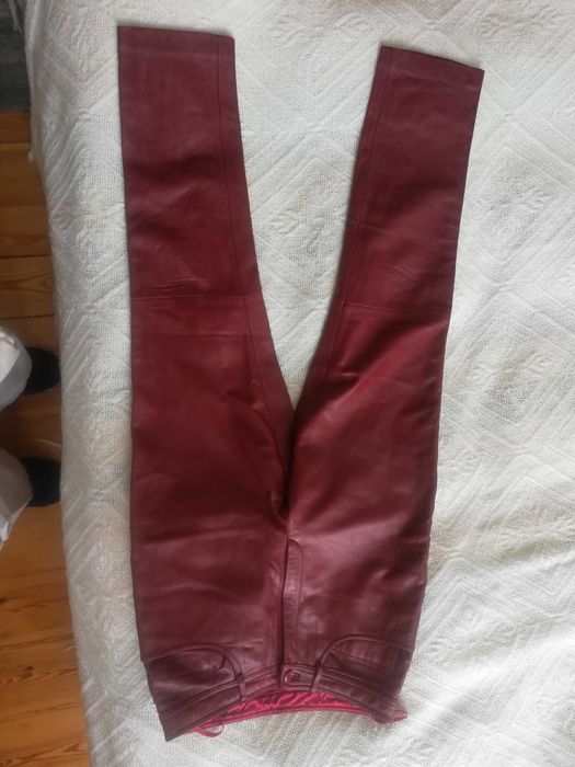 Spodnie skórzane bordowe rozmiar S