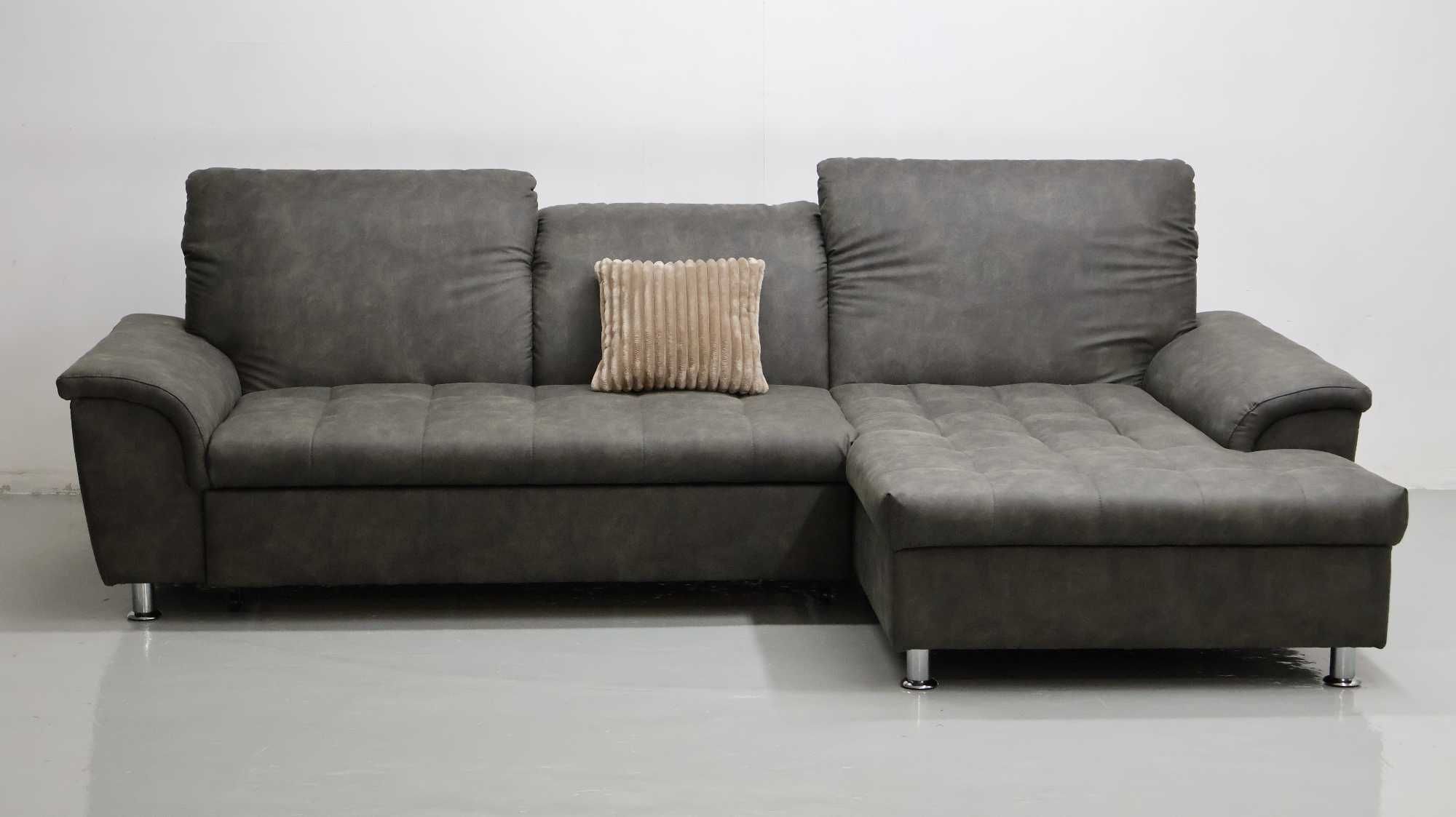 TCG NOWY NOWOCZESNY NAROŻNIK funkcja spania kanapa tkanina SZARA SOFA