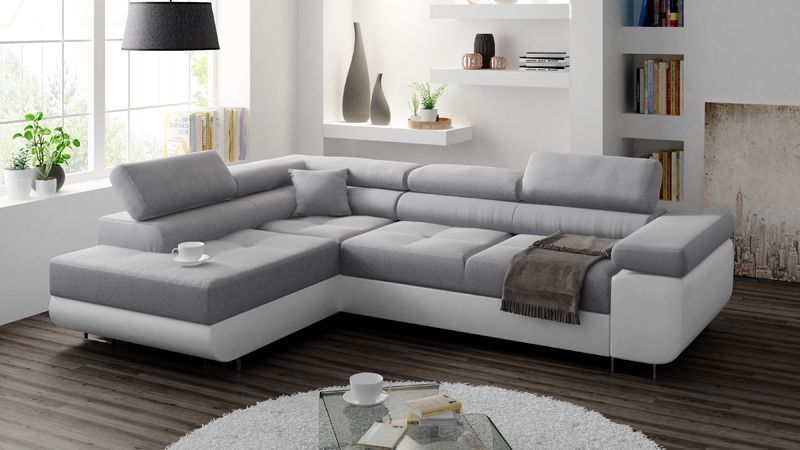 Narożnik MIAMI L sprężyny RUCHOME ZAGŁÓWKI z funkcją spania