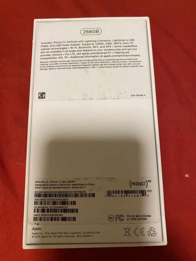 Iphone 11 red 256 gb neverlock