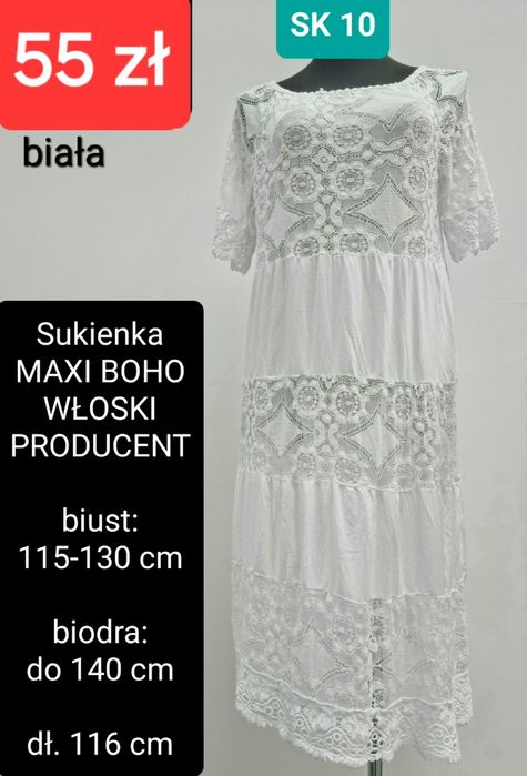 Sukienka BOHO koronką damska XL 2XL włoska