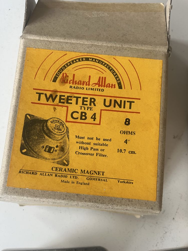 Głośnik wysokotonowy Richard allan cb4 nowe w pudelkach tweeter