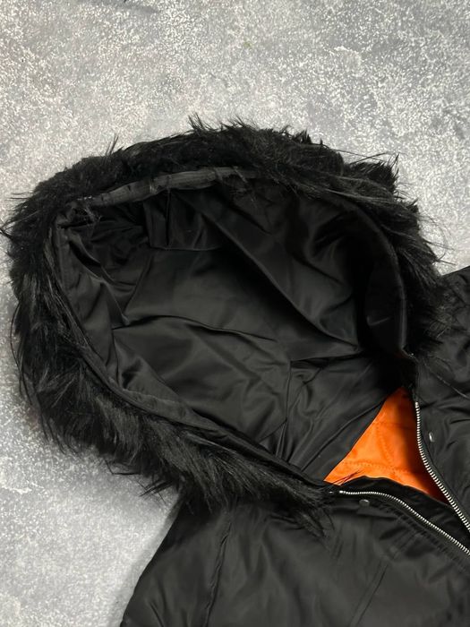 Аляска куртка бомбер с мехом хутром fur bomber MA-1 opium чорний чорна