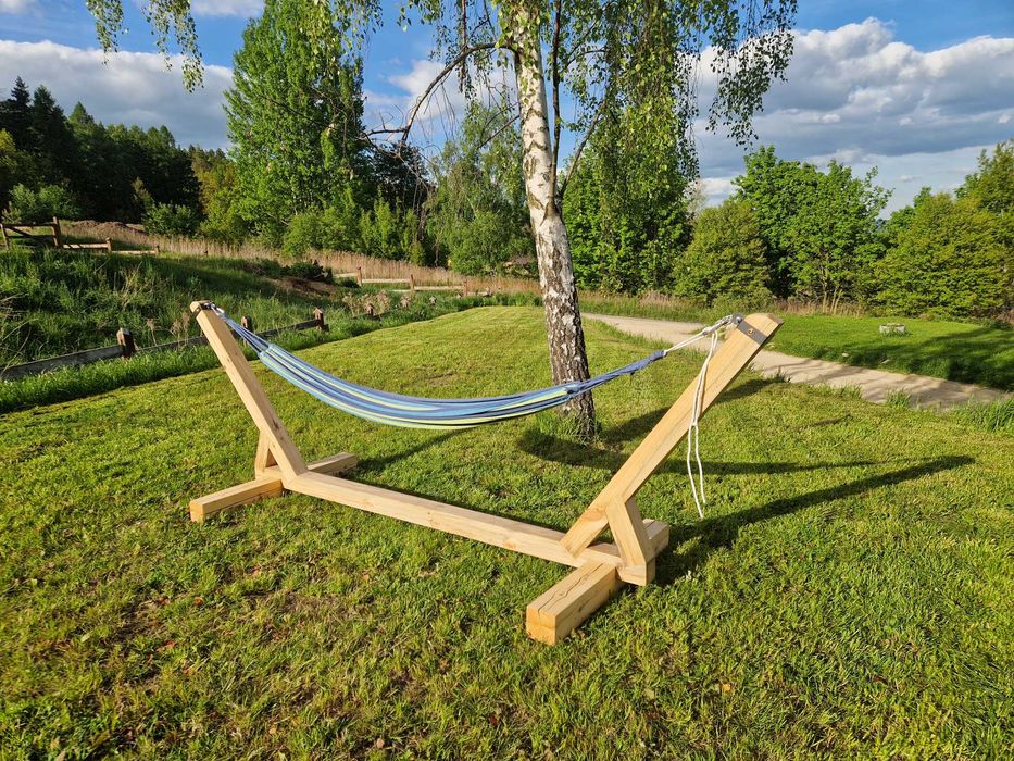 Drewniany, solidny stelaż do hamaka, konstrukcje drewniane/ogrodowe