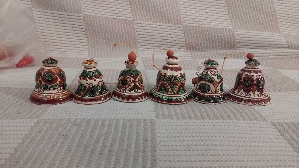 6 dzwonków ceramika kossowska na choinkę Косівська кераміка