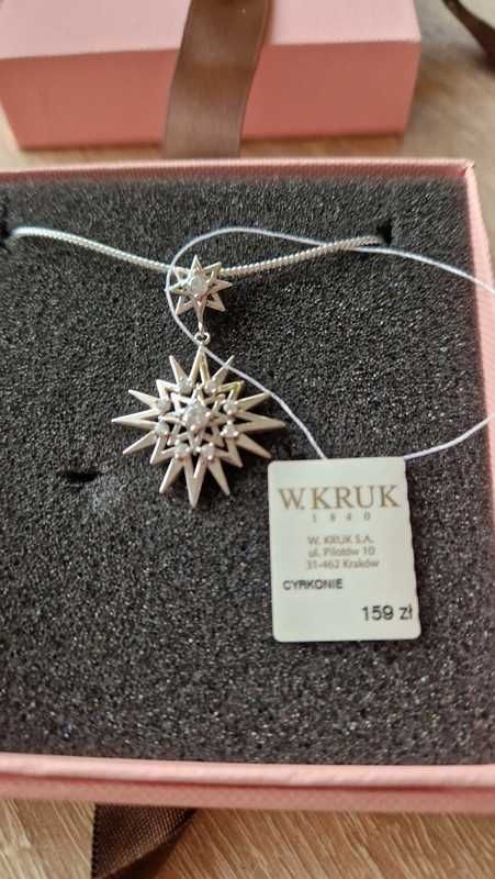W.KRUK komplet biżuterii srebrnej zawieszka + kolczyki Nowe cyrkonie